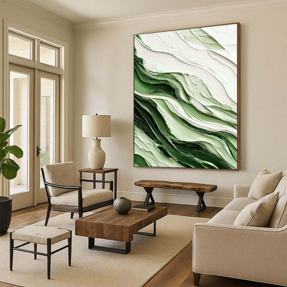 Green Textured Abstract Art for Modern Office & Zen - Inspired Home DLZ0733