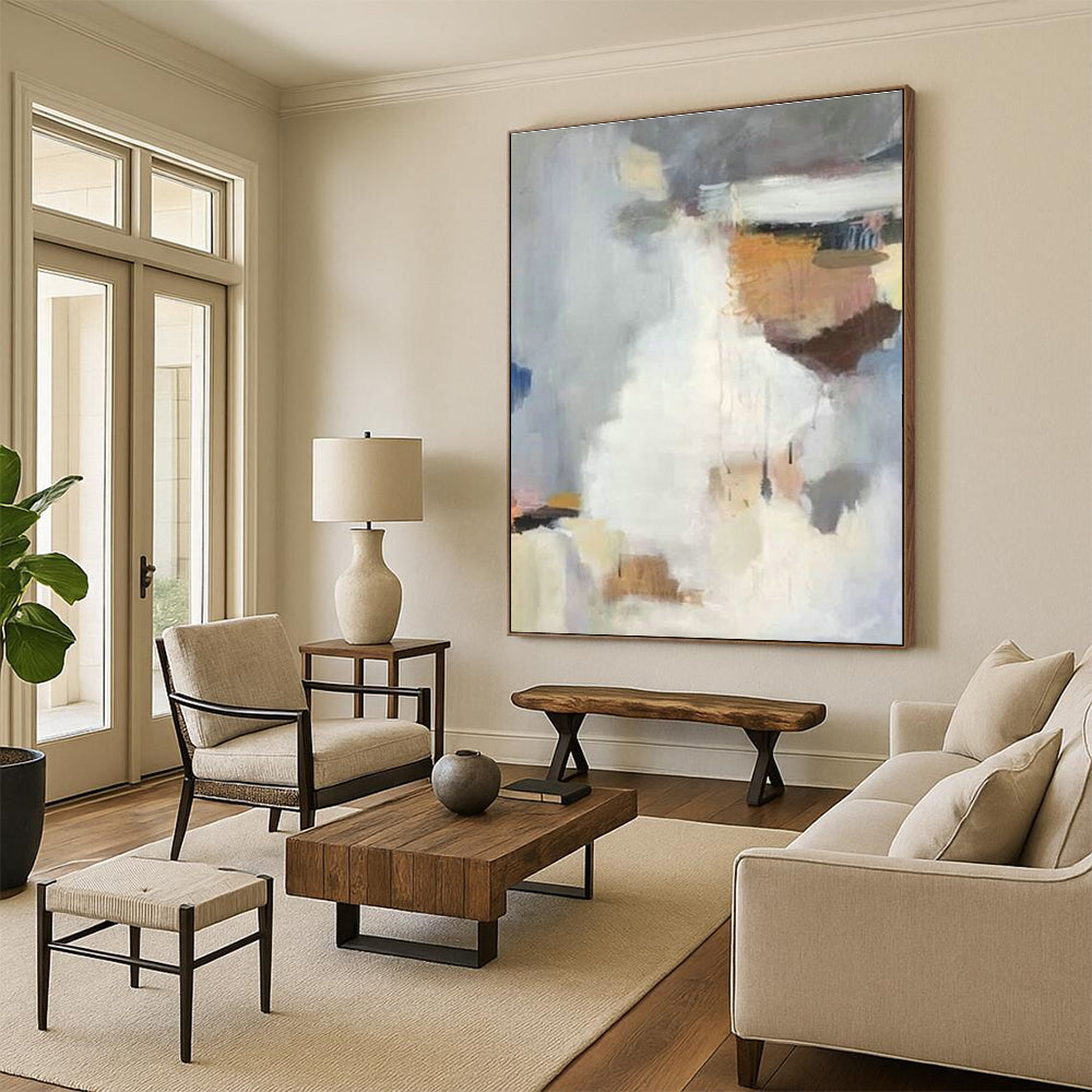Gray - White Color - Block Abstract for Modern Office Lounge & Art - Focused Library DLZ0963