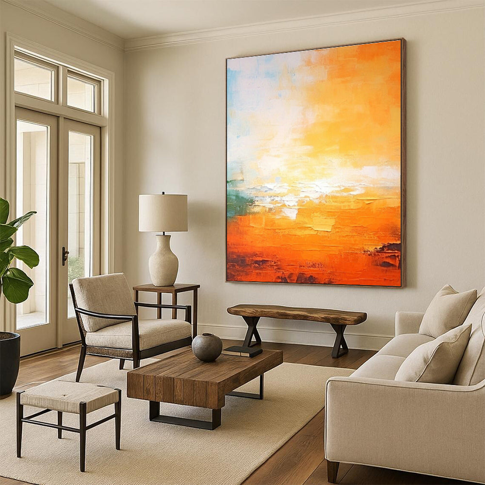 Orange - Yellow Gradient Abstract Art for Modern Sunroom & Vibrant Café DLZ0741