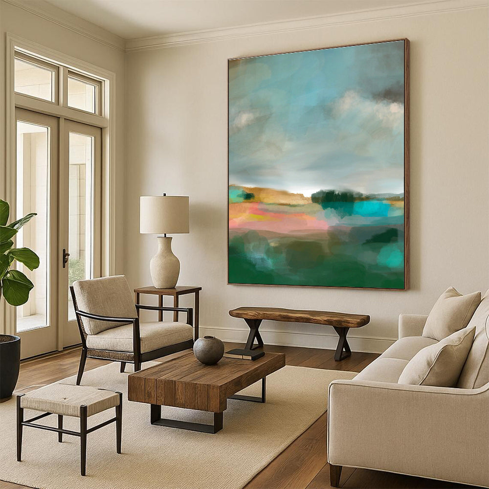 Misty Landscape Abstract Art for Lakeside Villa & Art - Themed Library DLZ0651