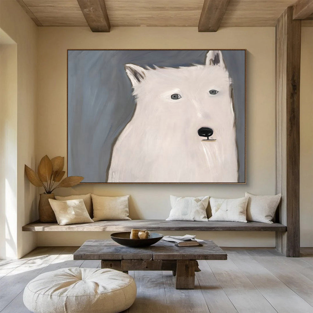 Minimalist White Bear Portrait Art for Kids’ Playroom DLZ2806