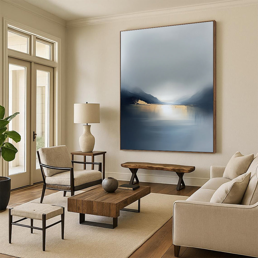 Minimalist Golden Lake Art for Boutique Hotel & Dining Room STSC088