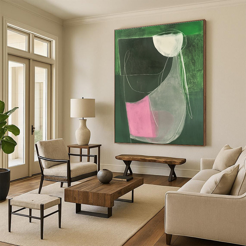 Abstract Green and Pink Forms for Modern Art Café & Creative Studio STSC1297
