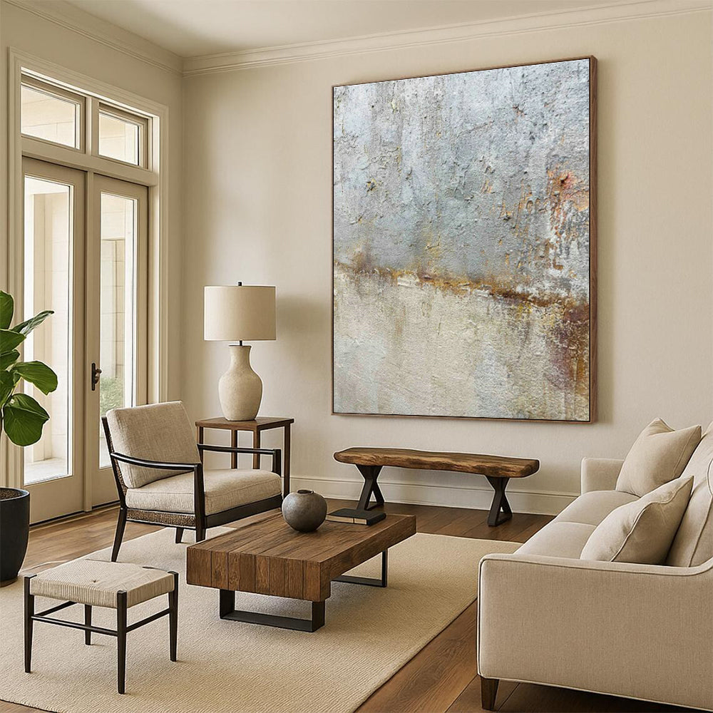 Weathered Gray Abstract Art for Industrial - Chic Bar & Retro - Inspired Art Space DLZ2208