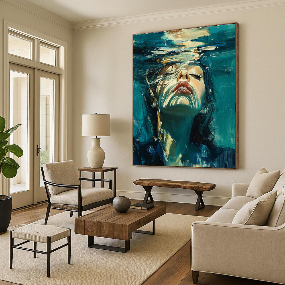 Woman Submerged in Water for Spa Wellness Center & Art - Inspired Home Bathroom STSC178