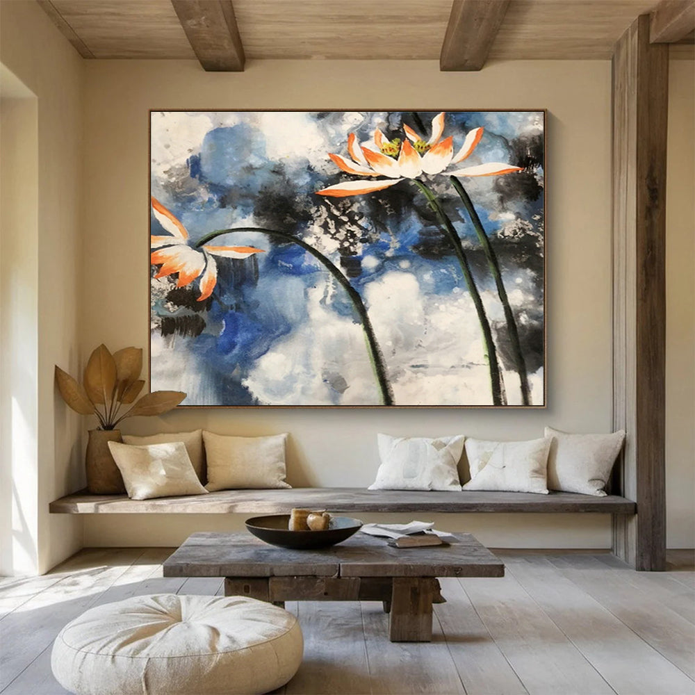 Ink Lotus Painting for Traditional - Style Tea House DLZ3011