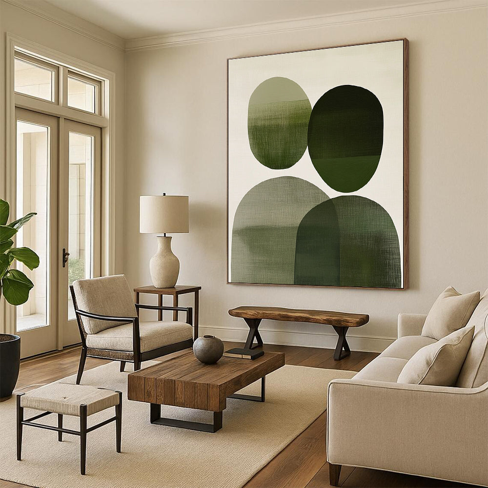Overlapping Green Figures Art for Wellness Center & Family Home STSC1083