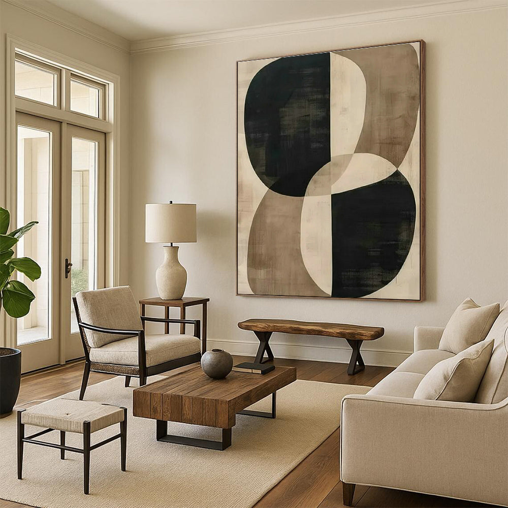 Brown - Black Geometric Abstract Art for Mid - Century Modern Home & Architectural Studio DLZ1752