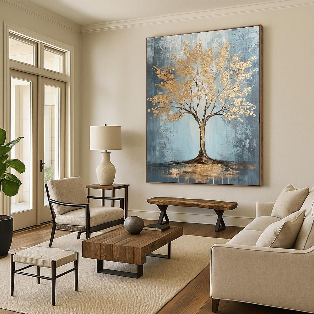 Golden Tree Abstract for Opulent Dining Room & Modern Home Office STSC493