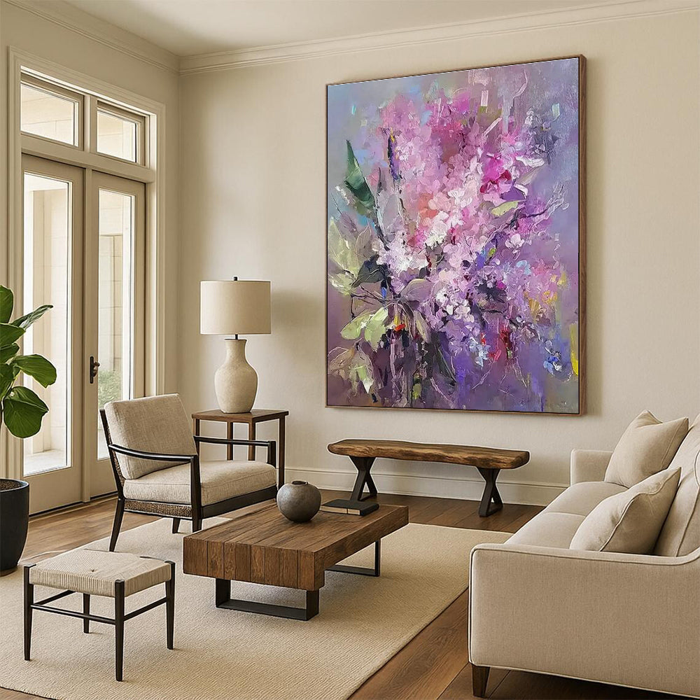 Pink - Purple Flower Bouquet Art for Romantic Wedding Venue & Feminine Home Salon DLZ0912