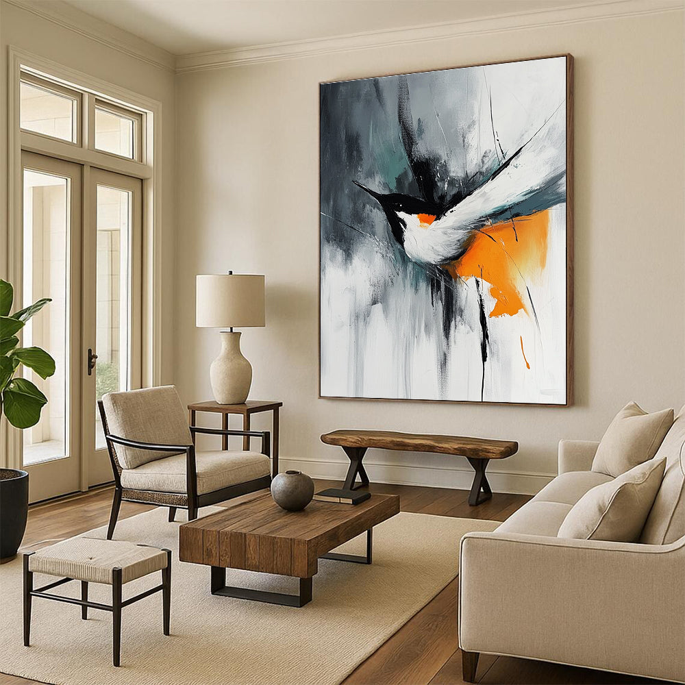 Expressive Abstract Bird Art for Bedroom & Study STSC662