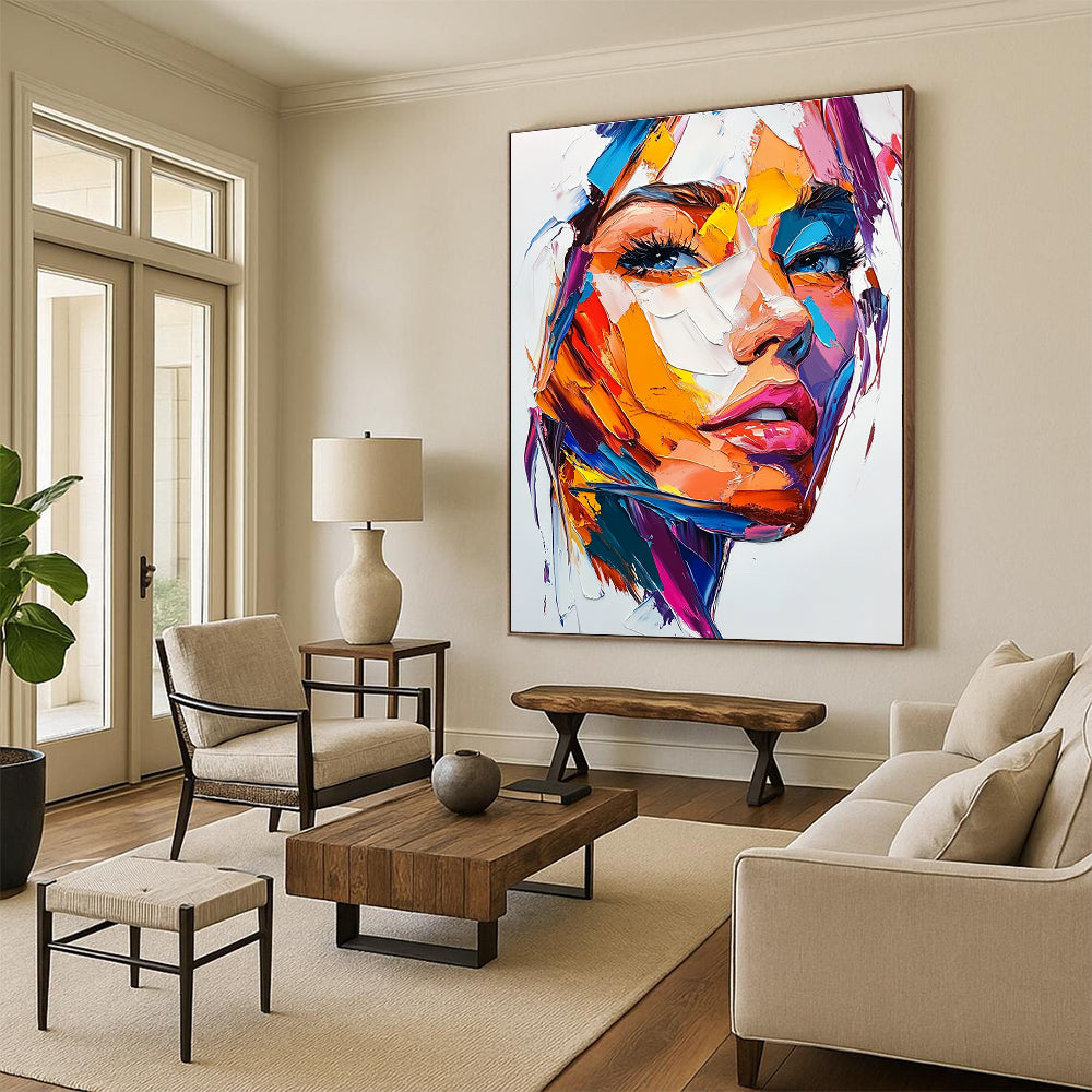 Color Block Abstract Portrait for Contemporary Art Space & Trendy Home Living Room STSC457