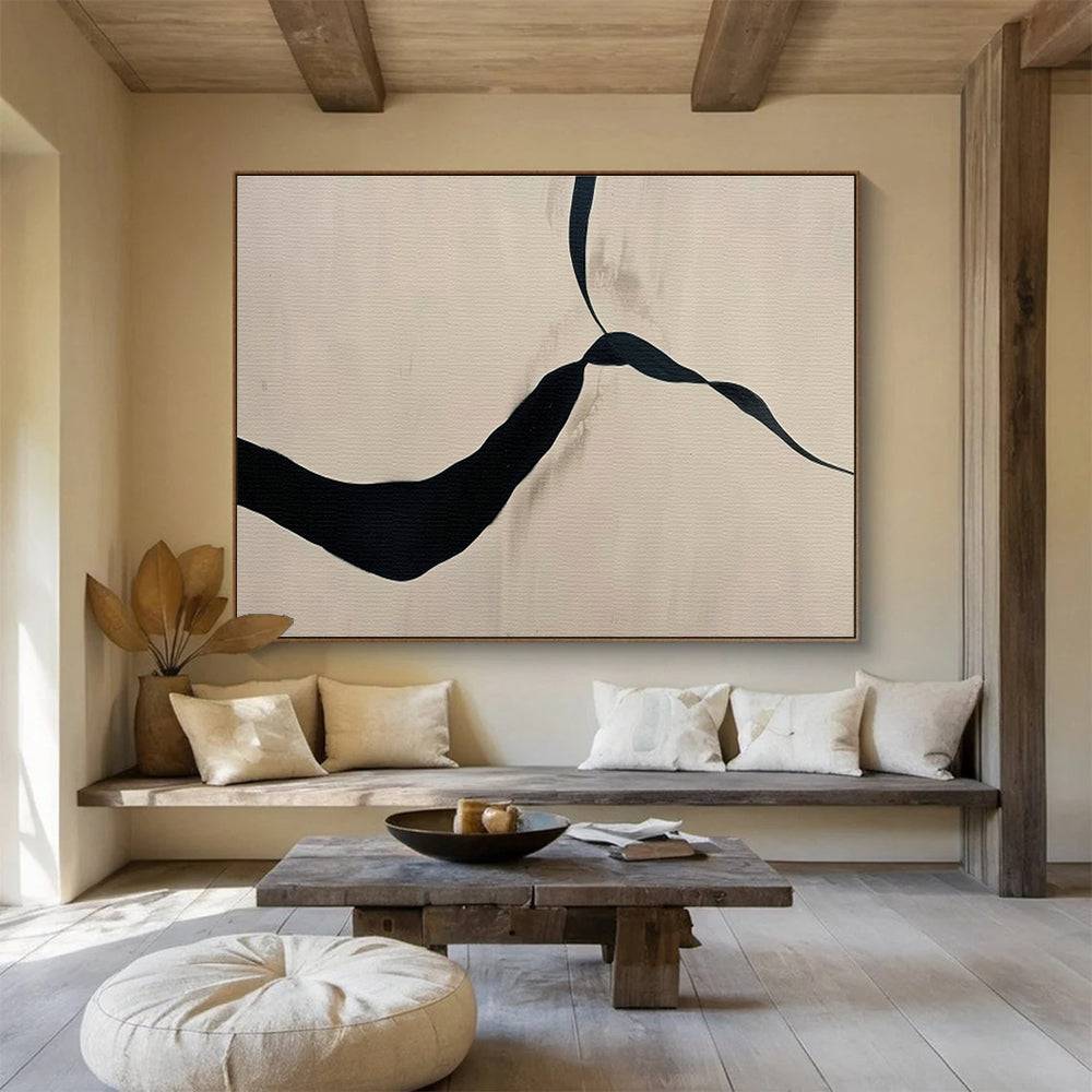 Black Ribbon - like Abstract Art for Contemporary Hallway Displays DLZ2529