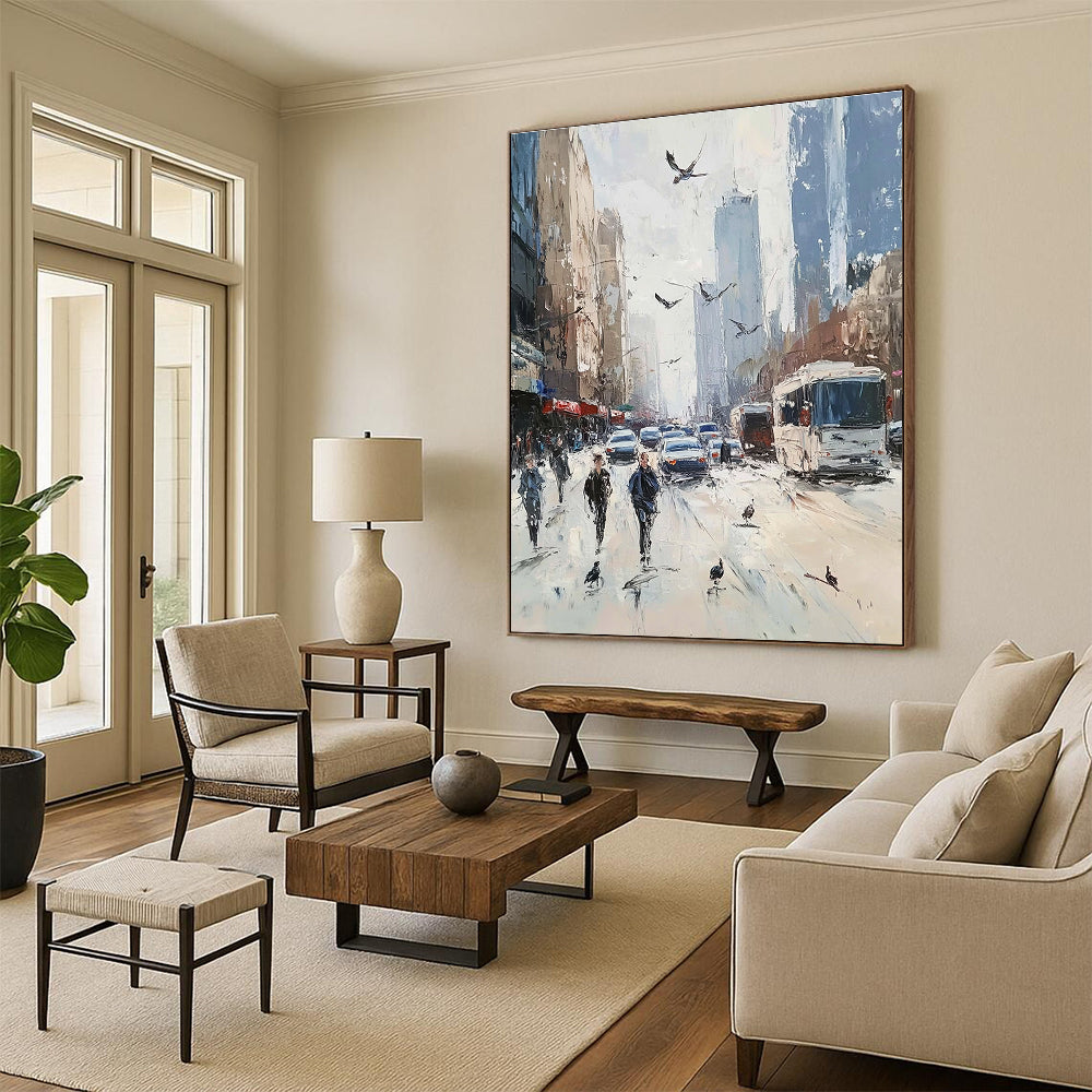 City Street Scene Art for Urban Loft Living Room & Café with City Views STSC930
