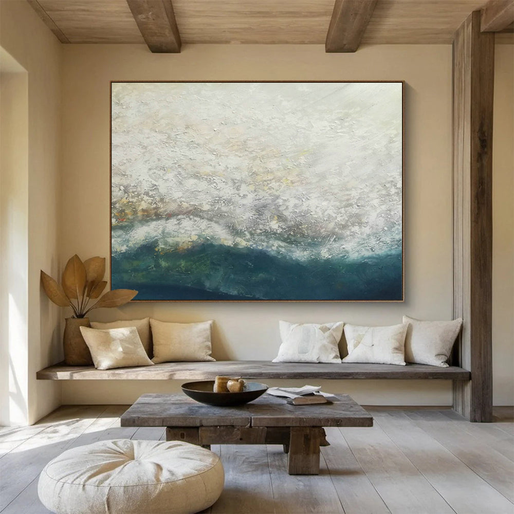 Gray - White Wave Abstract Art for Minimalist Coastal Home Beach - Themed Bedrooms DLZ2682