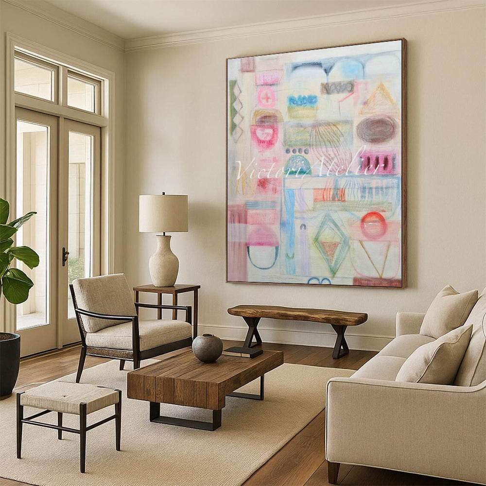 Pink - Toned Geometric Art for Scandinavian - Style Nursery Walls DLZ0091