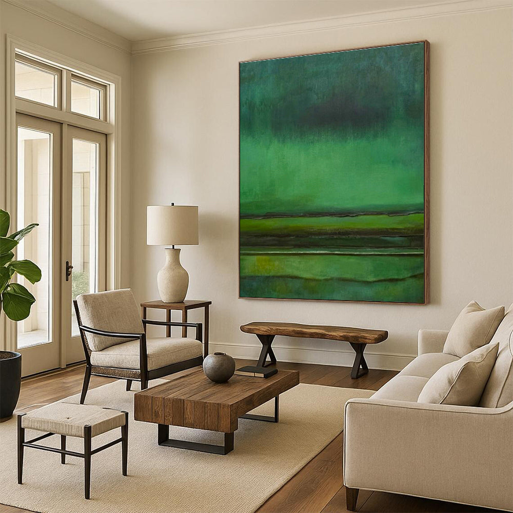 Gradient Green Abstract Art for Spa Retreat Waiting Rooms DLZ0288