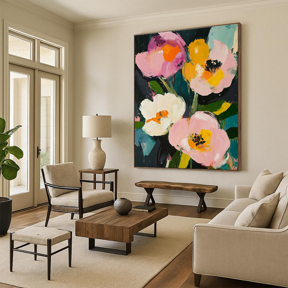 Vibrant Flower on Dark Art for Bar & Creative Studio STSC057