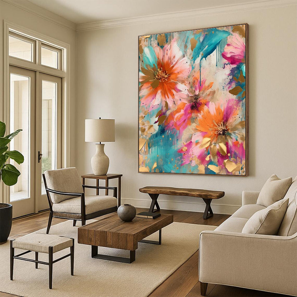 Floral with Gold Accents Art for Wedding Venue & Luxury Hotel DLZ2298