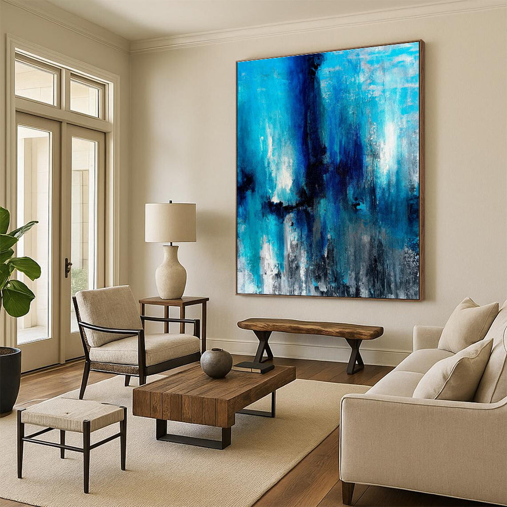 Blue - Toned Abstract Art for Coastal Home Bedroom Relaxation Corners DLZ0023