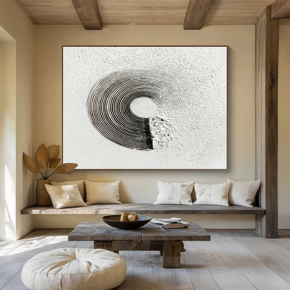 Black - White Textured Abstract for Minimalist Gallery DLZ3029