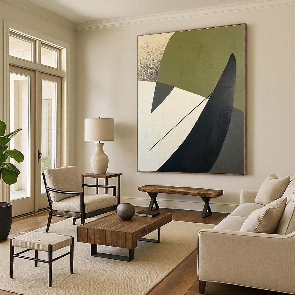Modern Green and Black Shapes Art for Studio & Entryway STSC684