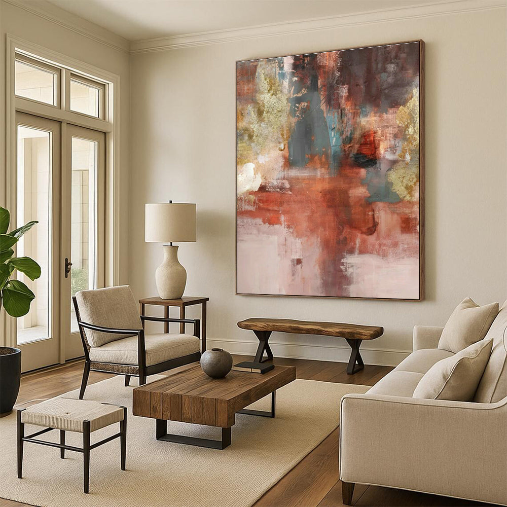 Warm Brown Abstract Art for Industrial - Chic Loft Living Room & Art Gallery Lounge DLZ0915