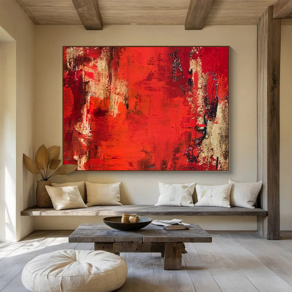 Red - Brown Abstract Art for Rustic - Chic Wine Bar Interiors DLZ2680