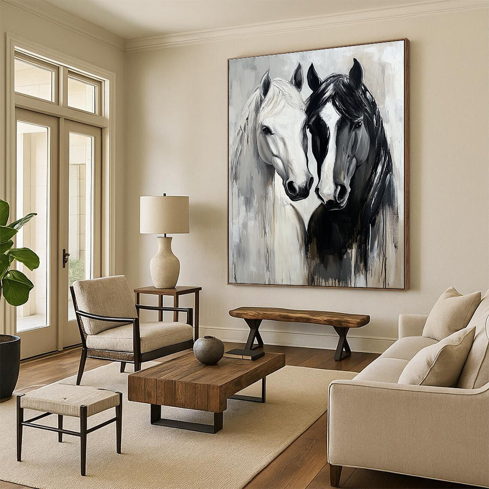 Two Horses’ Heads Art for Equestrian Center & Rustic Home Office STSC1388