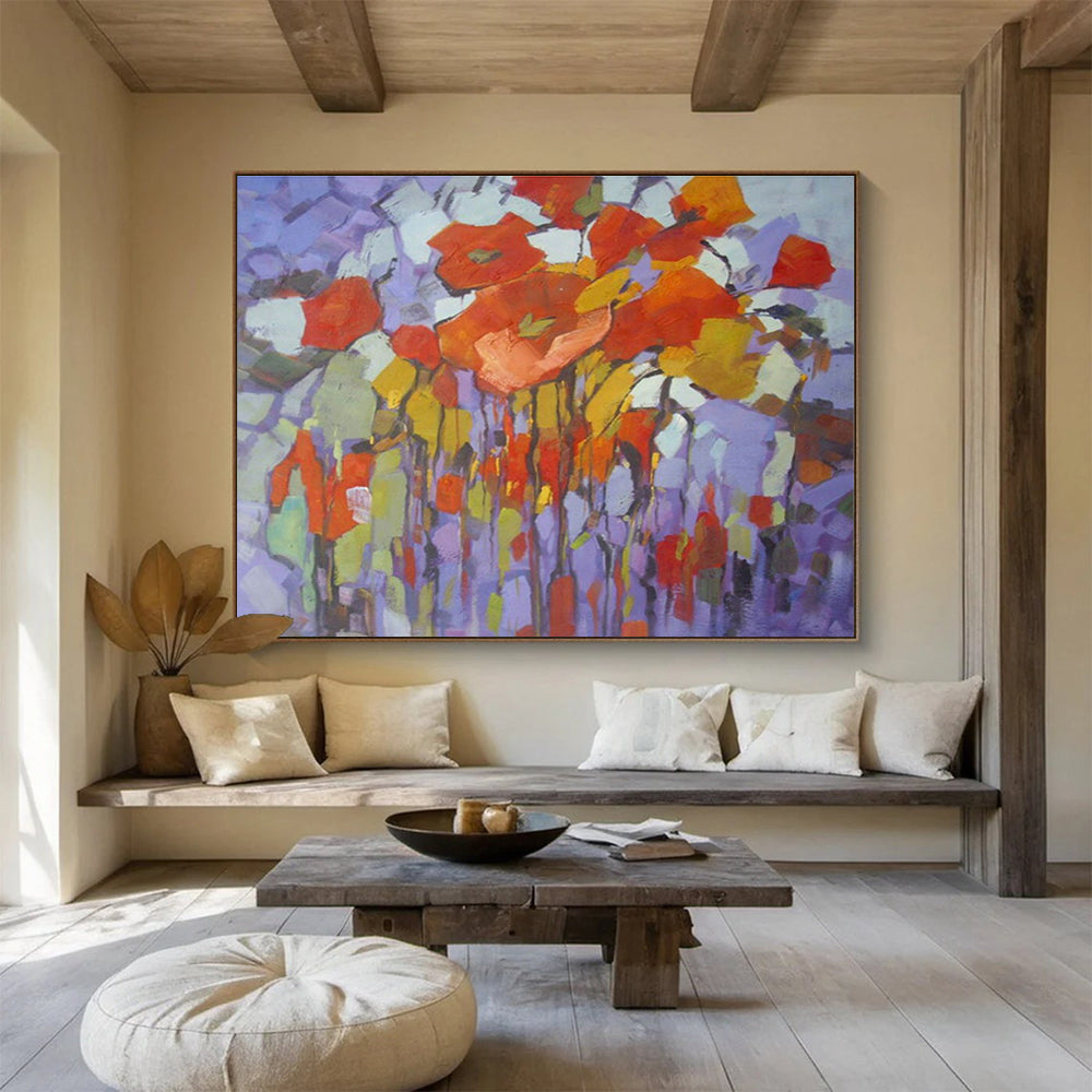 Purple - Based Floral Abstract Art for Bohemian - Style Boutique Dressing Rooms DLZ3237