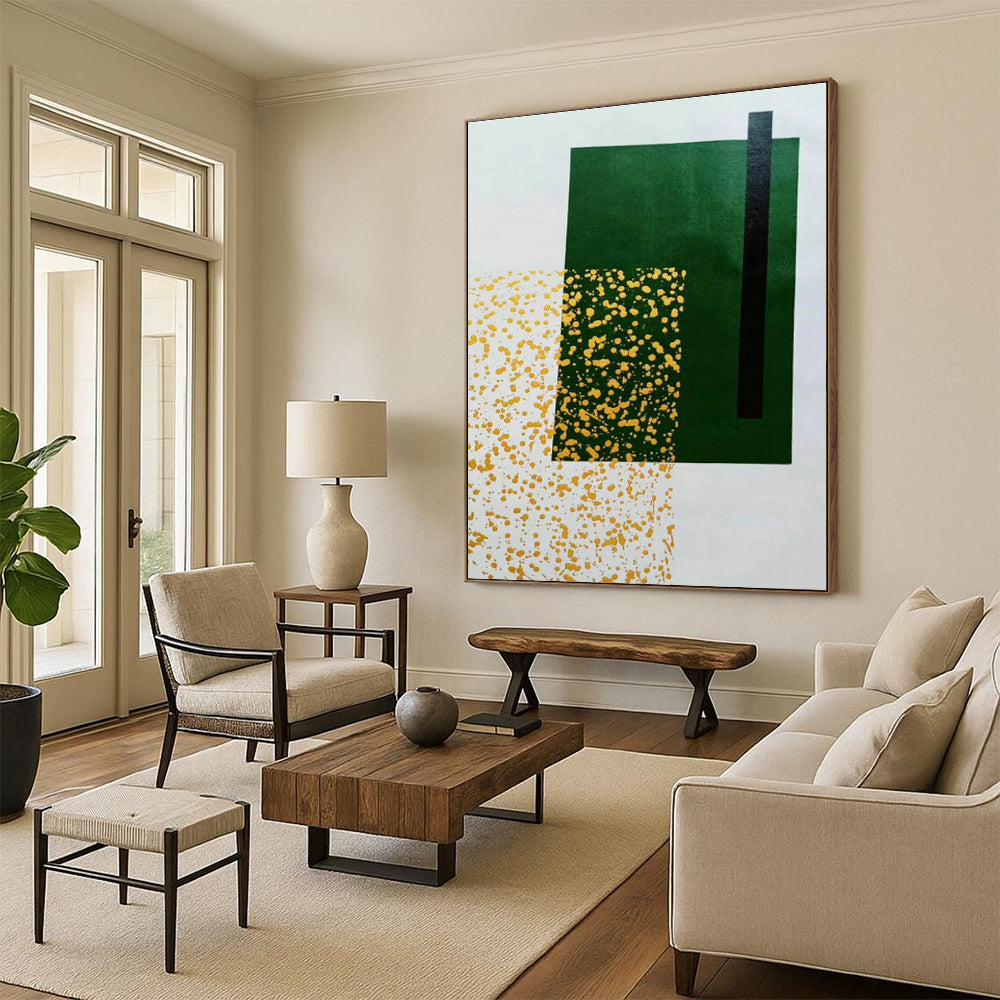 Green and Yellow Geometric Abstract Art for Modern - Tropical Home & Art - Centric Co - working Space DLZ0759