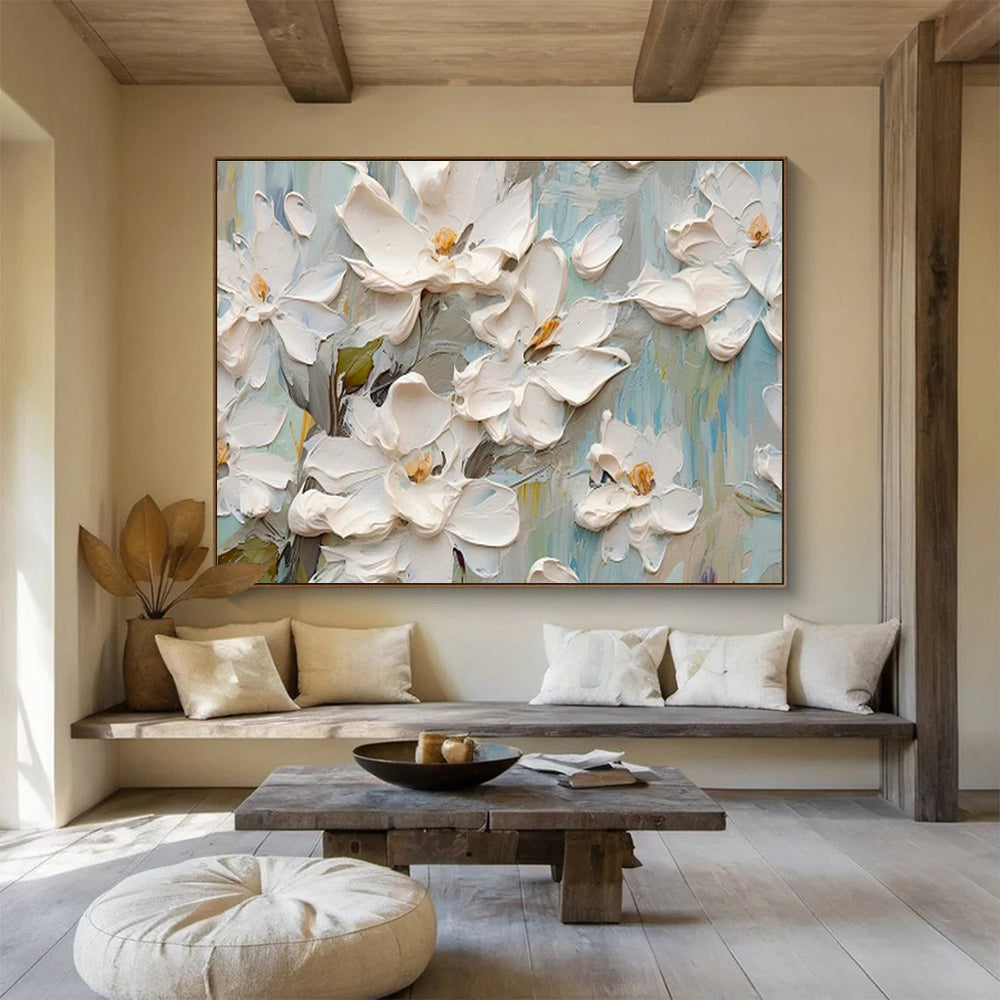 3D White Flower Art for Fresh Minimalist Bathroom DLZ3070
