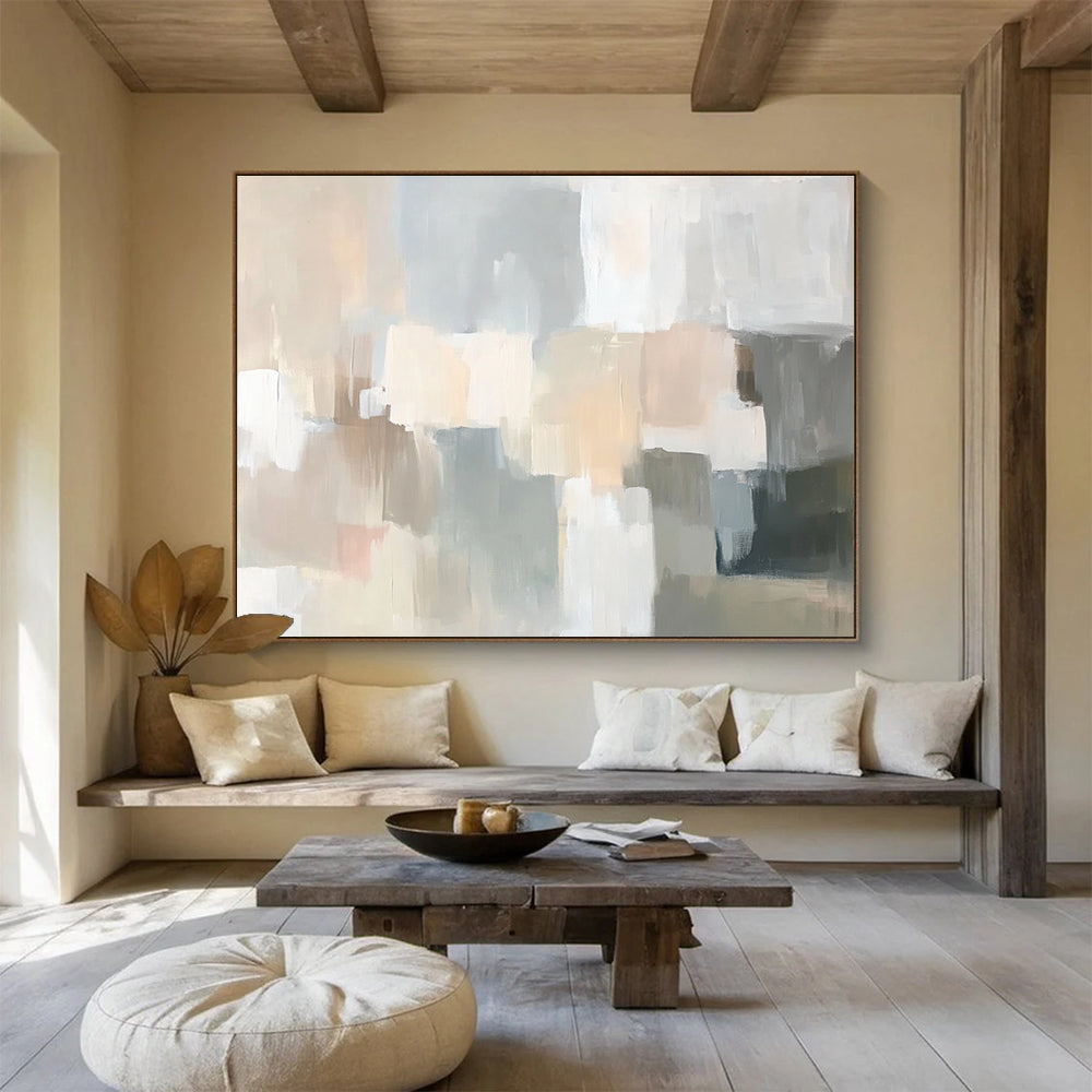 Neutral Tones Abstract Blocks Art for Modern Art Gallery & Sophisticated Waiting Room SC059