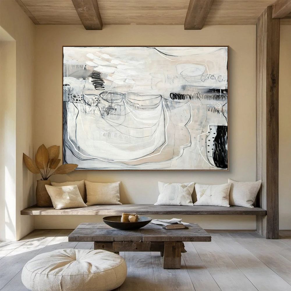 Black - White Line Abstract Art for Industrial - Style Lofts DLZ2458