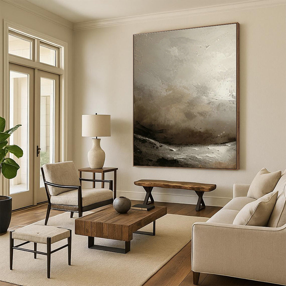 Monochrome Coastal Abstract for Nautical - Themed Bookstore & Minimalist Beach House DLZ0872