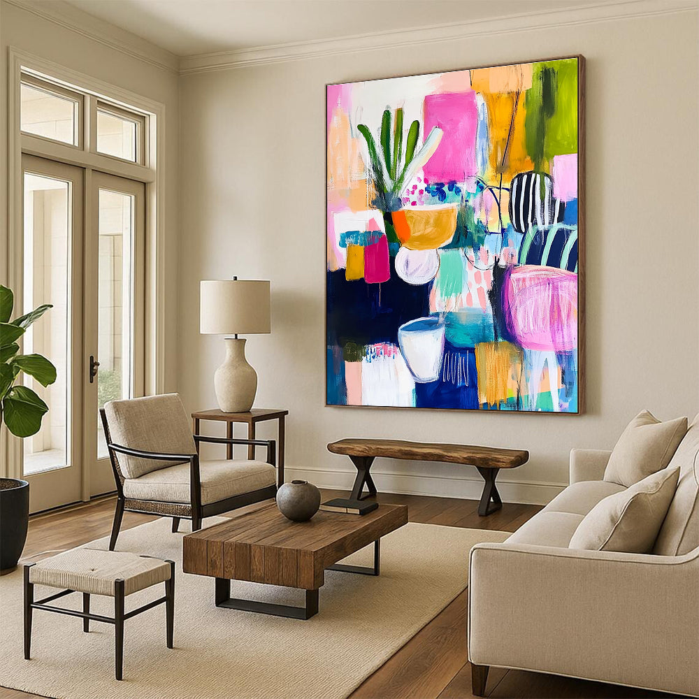 Abstract Still Life with Plants for Eclectic Dining Room & Artistic Home Office STSC1223