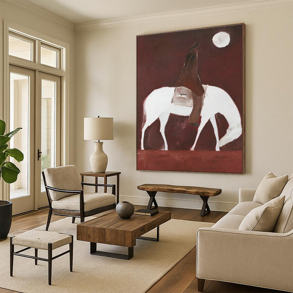 Equestrian Night Art for Western - Style Ranch House & Equestrian Club Library DLZ1432