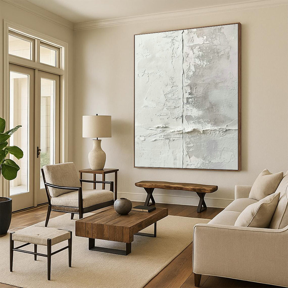Gray - White Textured Abstract Art for Industrial - Chic Loft & Minimalist Art Gallery DLZ1913