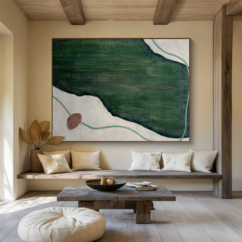 Green - White Geometric Abstract for Modern Wellness Center DLZ2994