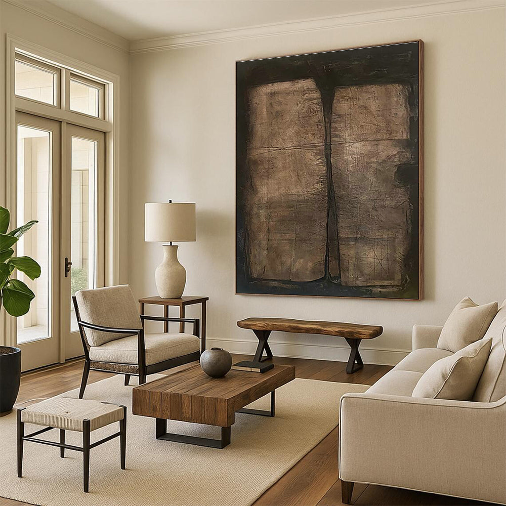 Brown - Textured Abstract Art for Retro - Inspired Study & Industrial - Chic Dining Room DLZ0869