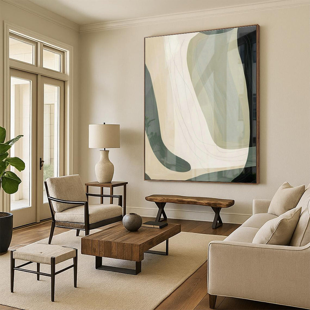 Minimalist Light Brown Abstract Art for Nordic - Style Home & Art - Focused Café DLZ1960