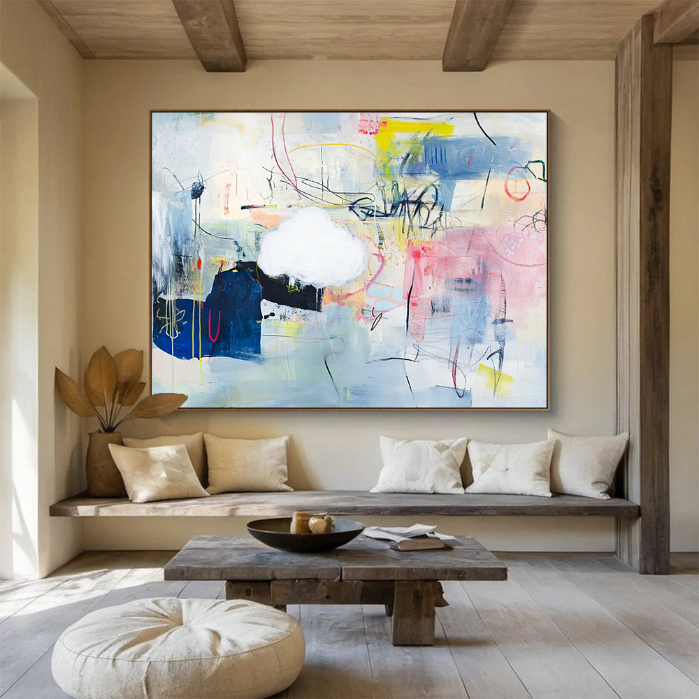 Abstract with Cloud Element Art for Dreamy Bedroom & Intimate Art Gallery SC477