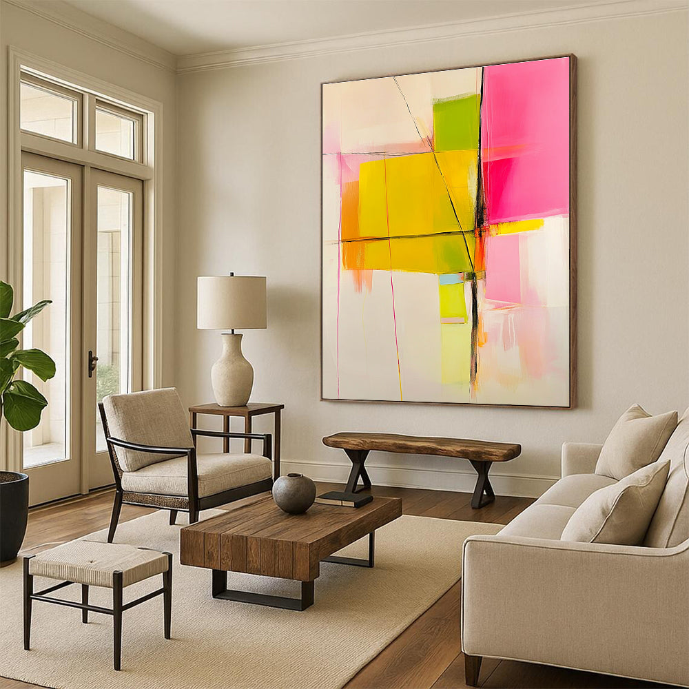 Geometric Color Block Abstract for Creative Office Space & Modern Art Gallery Foyer STSC443