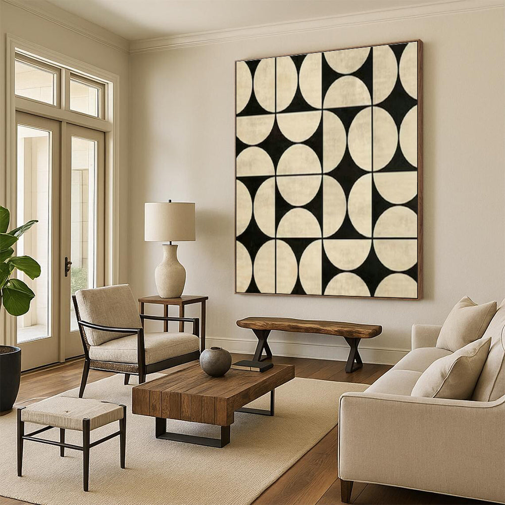 Black and White Geometric Pattern Art for Mid - Century Modern Home & Contemporary Design Studio DLZ1984