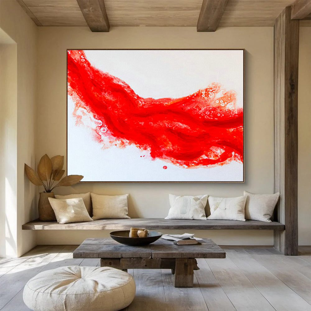 Red Flowing Abstract for Bold Restaurant Entrance DLZ2952