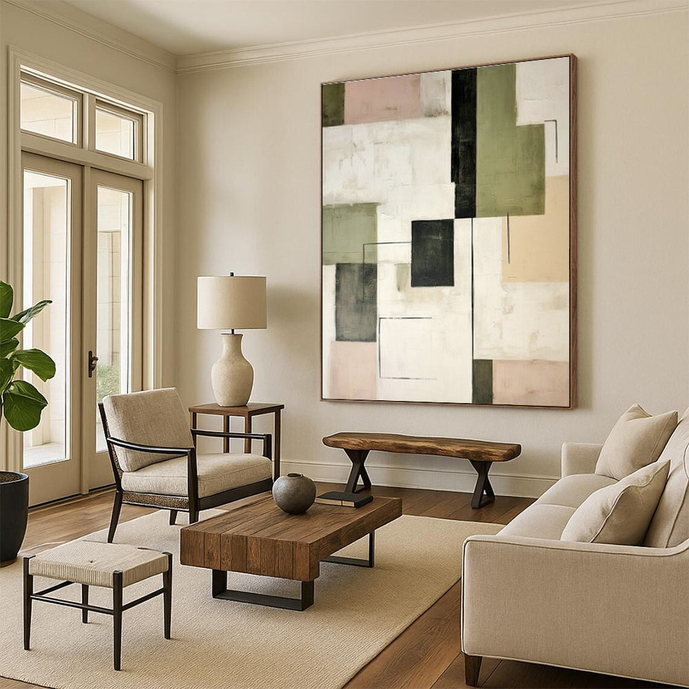 Pastel Geometric Collage Art for Bedroom & Boutique Café DLZ0600