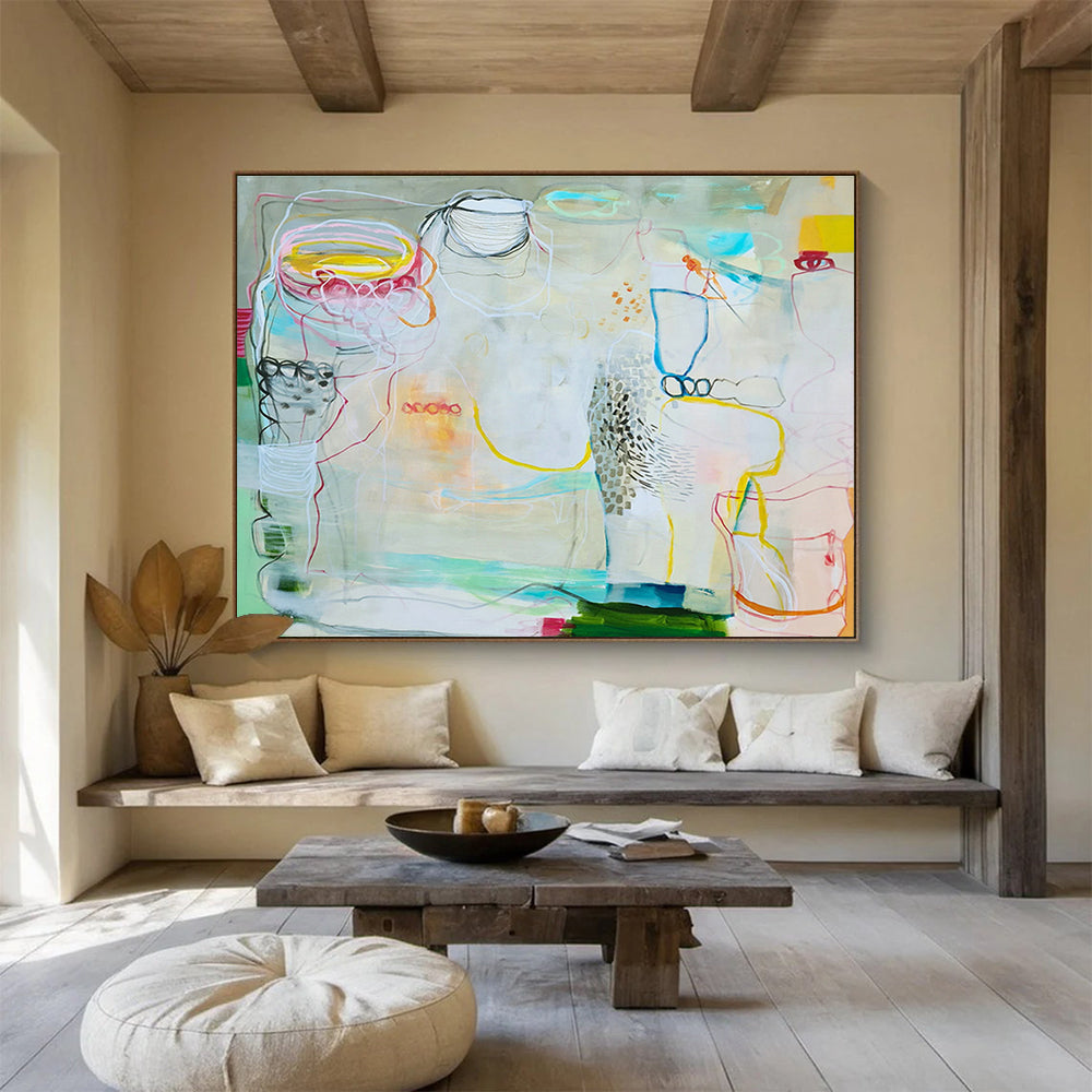 Line and Color Abstract Art for Bohemian - Style Bedrooms DLZ2455