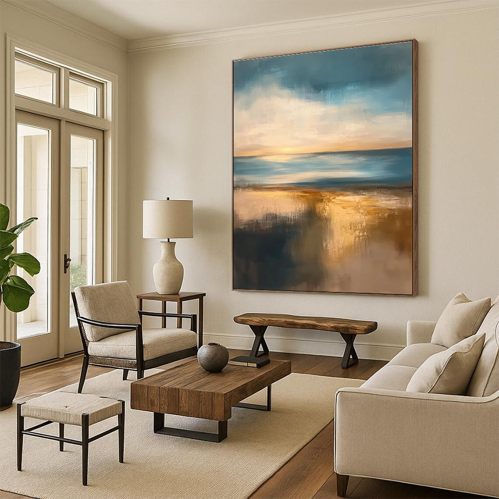 Serene Coastal Abstract Art for Beach House & Office Lounge STSC076