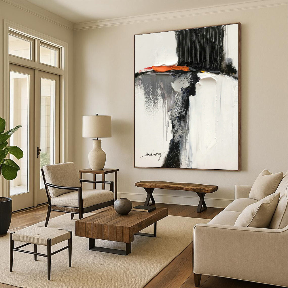 Black - White Abstract Art for Industrial Loft & Contemporary Gallery DLZ0801