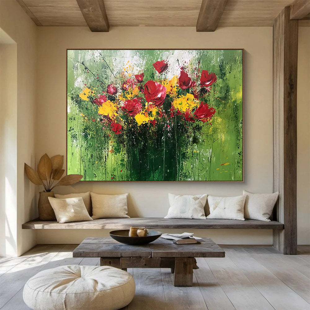 Expressive Flower Bouquet Art for Romantic Restaurant & Home Dining Room SC479